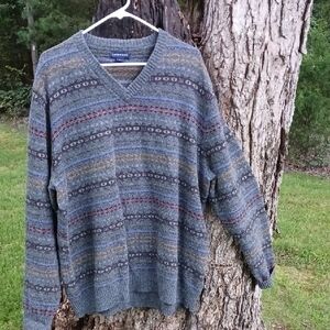 Lands' End Men's Multi-Color V-Neck Sweater